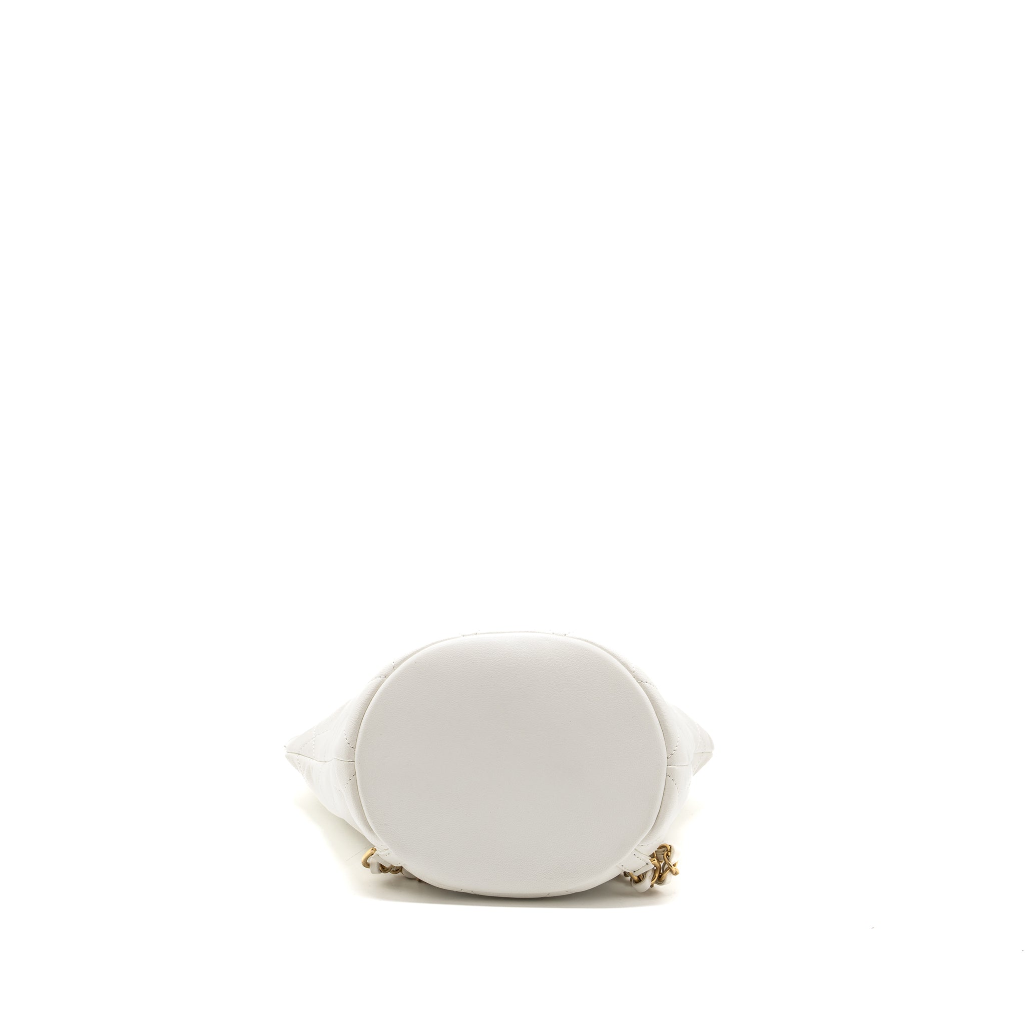 CHANEL ROUND HANDLE BUCKET BACKPACK LAMBSKIN WHITE GHW