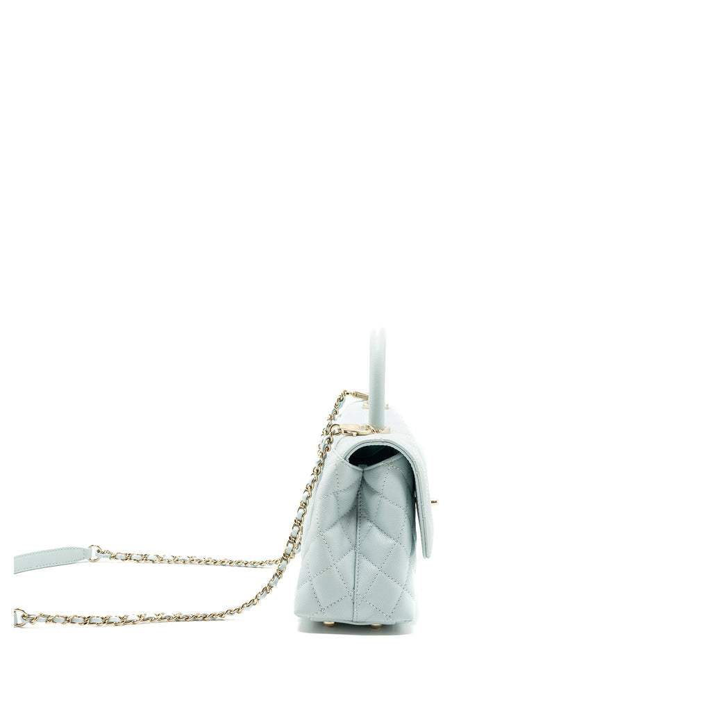 CHANEL SMALL COCO HANDLE CAVIAR LIGHT BLUE LGHW (MICROCHIP)