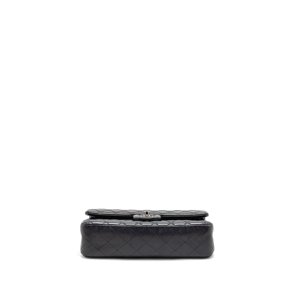 CHANEL MEDIUM CLASSIC DOUBLE FLAP BAG LAMBSKIN DARK BLUE SHW