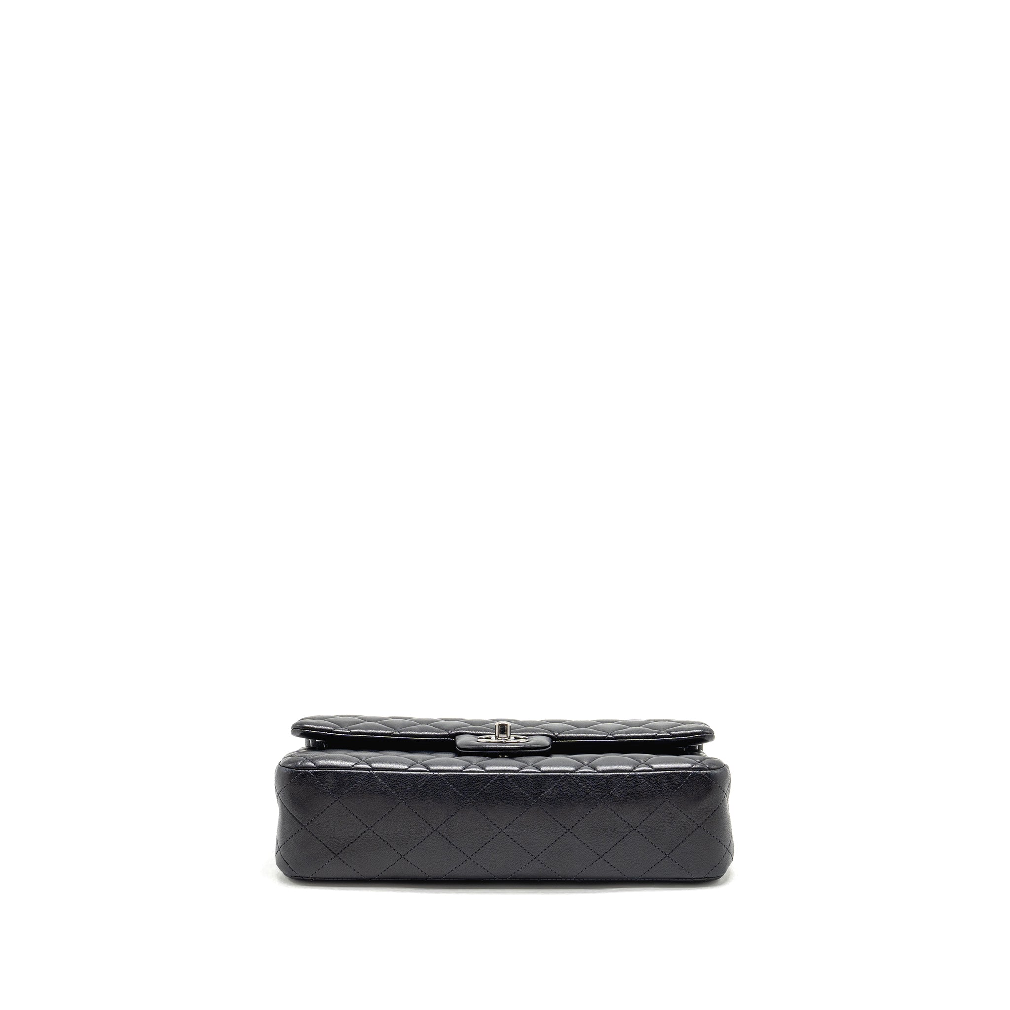 CHANEL MEDIUM CLASSIC DOUBLE FLAP BAG LAMBSKIN DARK BLUE SHW