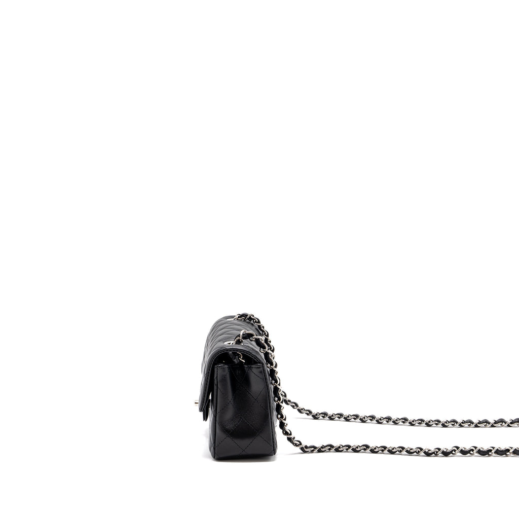 CHANEL CLASSIC MINI RECTANGULAR FLAP BAG LAMBSKIN BLACK SHW (MICROCHIP)