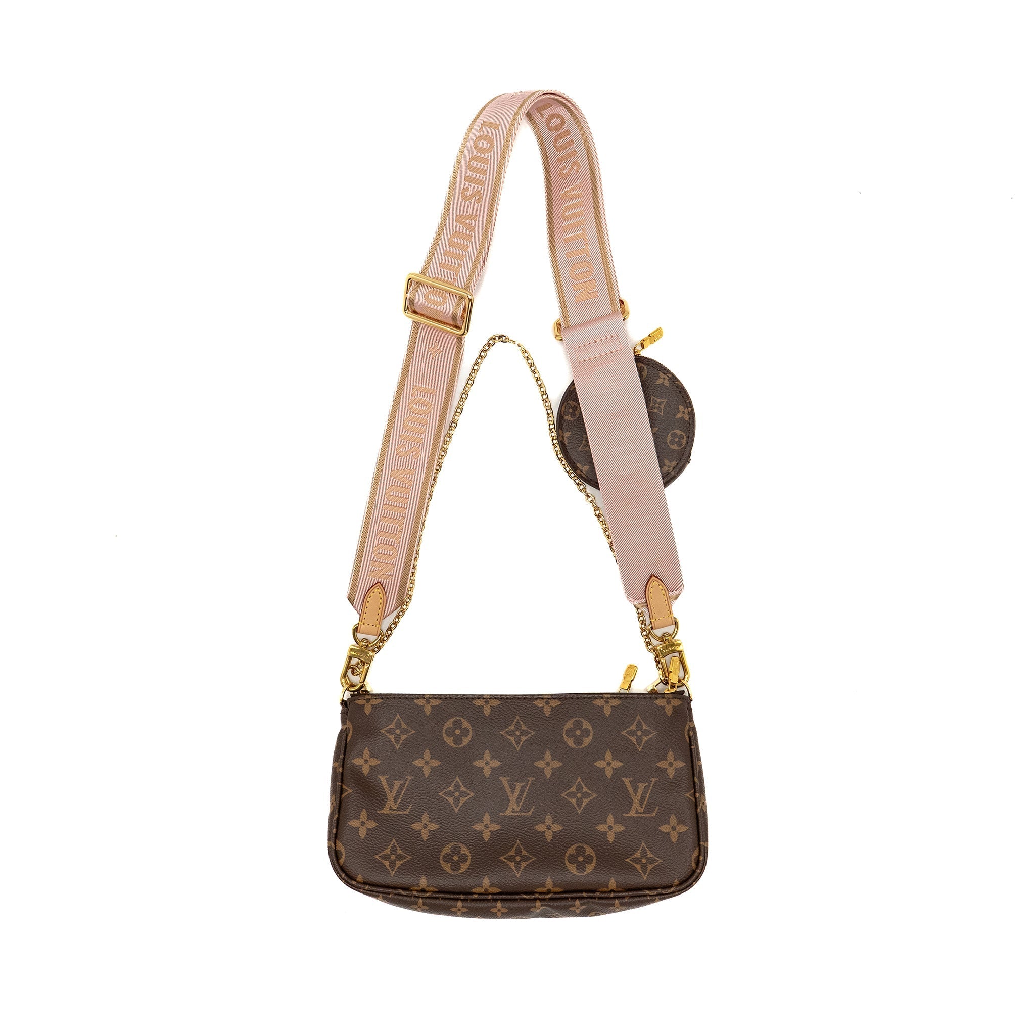 LOUIS VUITTON MULTI POCHETTE ACCESSORIES MONOGRAM CANVAS PINK STRAP GHW