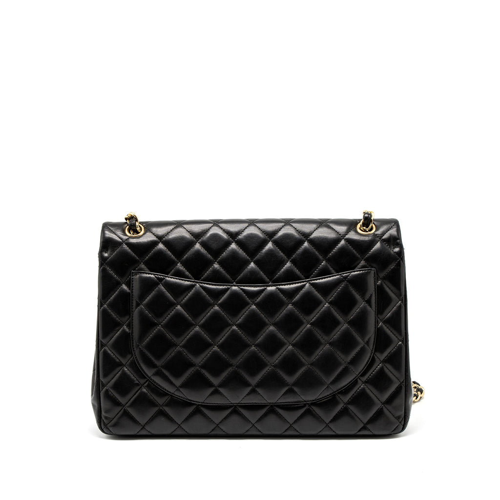 CHANEL MAXI CLASSIC SINGLE FLAP BAG LAMBSKIN BLACK GHW