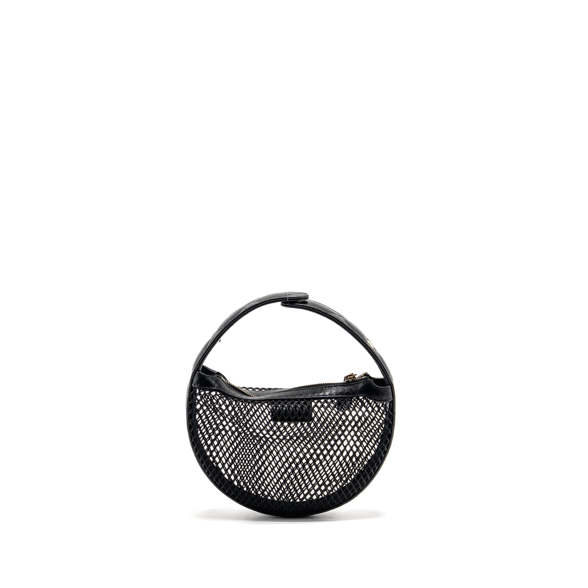 CHANEL 25S HALF MOON CLUTCH MESH/ LAMBSKIN BLACK LGHW (MICROCHIP)