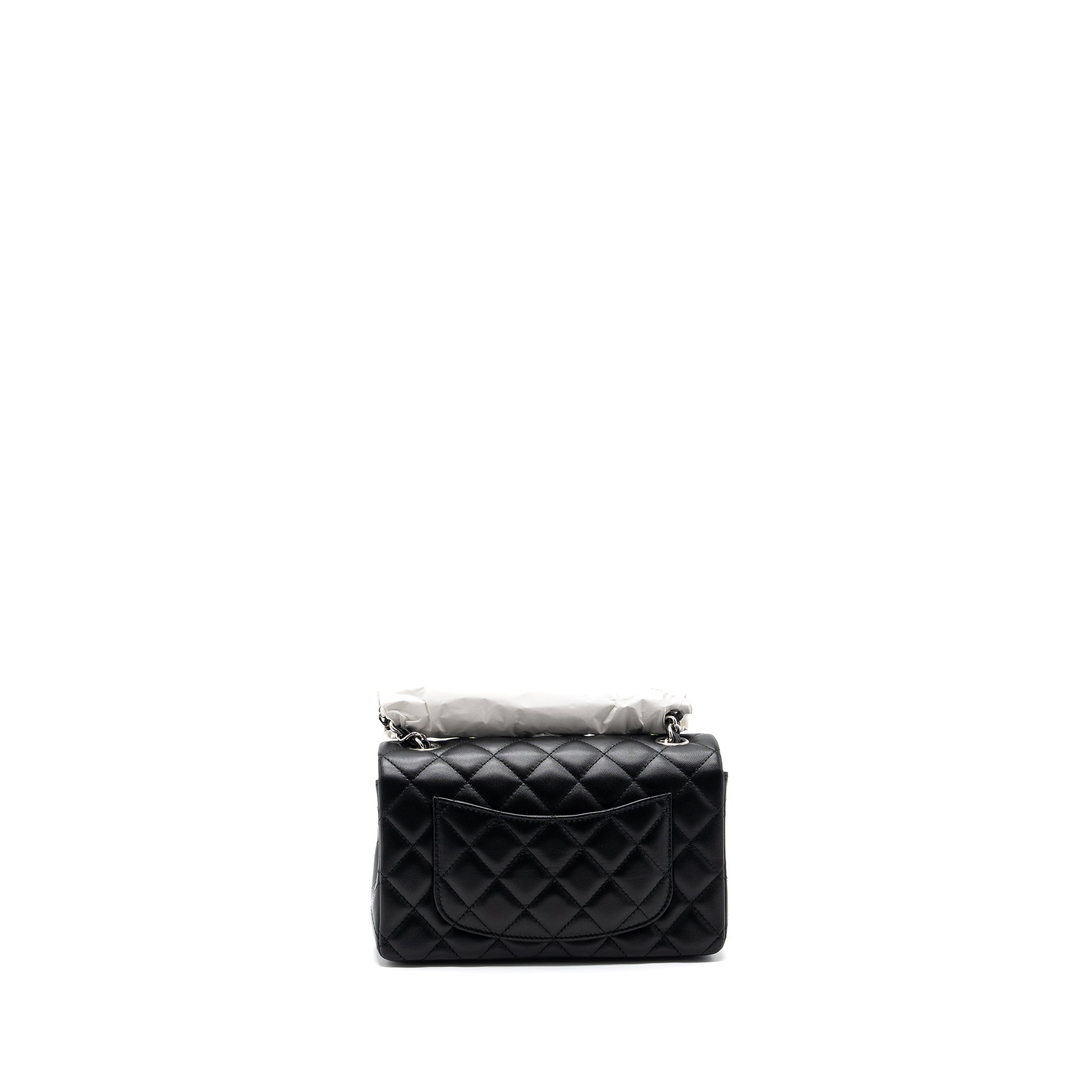 CHANEL MINI RECTANGULAR FLAP BAG LAMBSKIN BLACK SHW  (MICROCHIP)