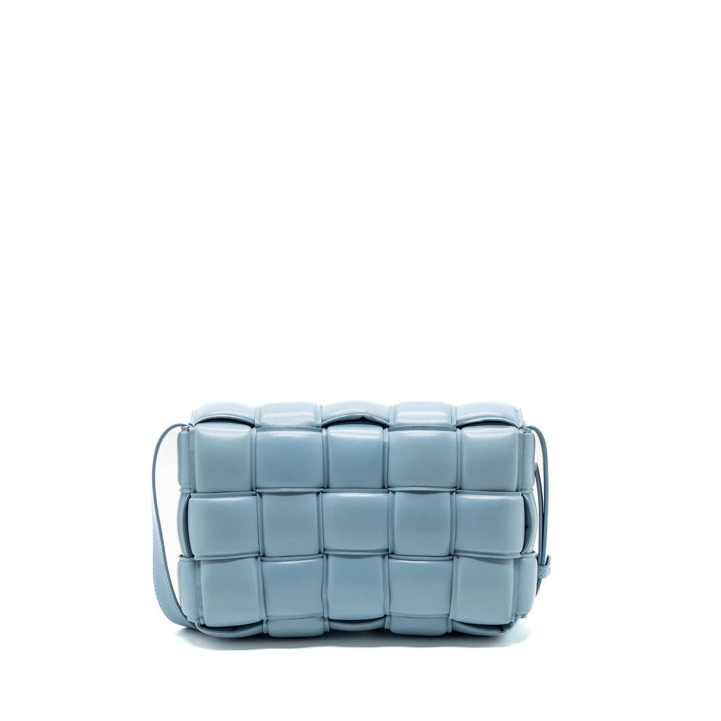 BOTTEGA VENETA PADDED CASSETTE BAG LAMBSKIN LIGHT BLUE GHW