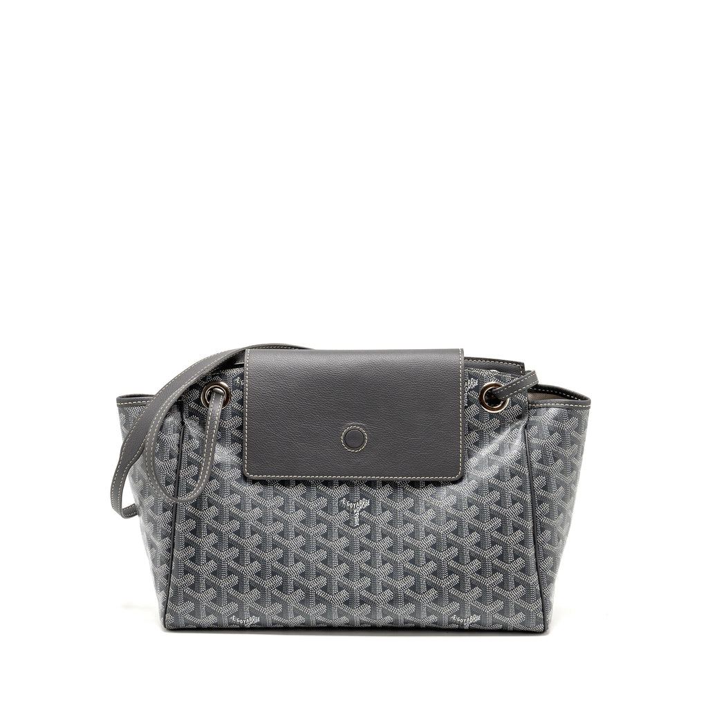 GOYARD ROUETTE SOUPLE PM BAG GOYARDLINE CANVAS / CALFSKIN GREY SHW