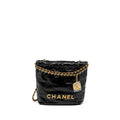 CHANEL 23S MINI 22 BAG SHINY CALFSKIN BLACK BRUSHED GHW (MICROCHIP)