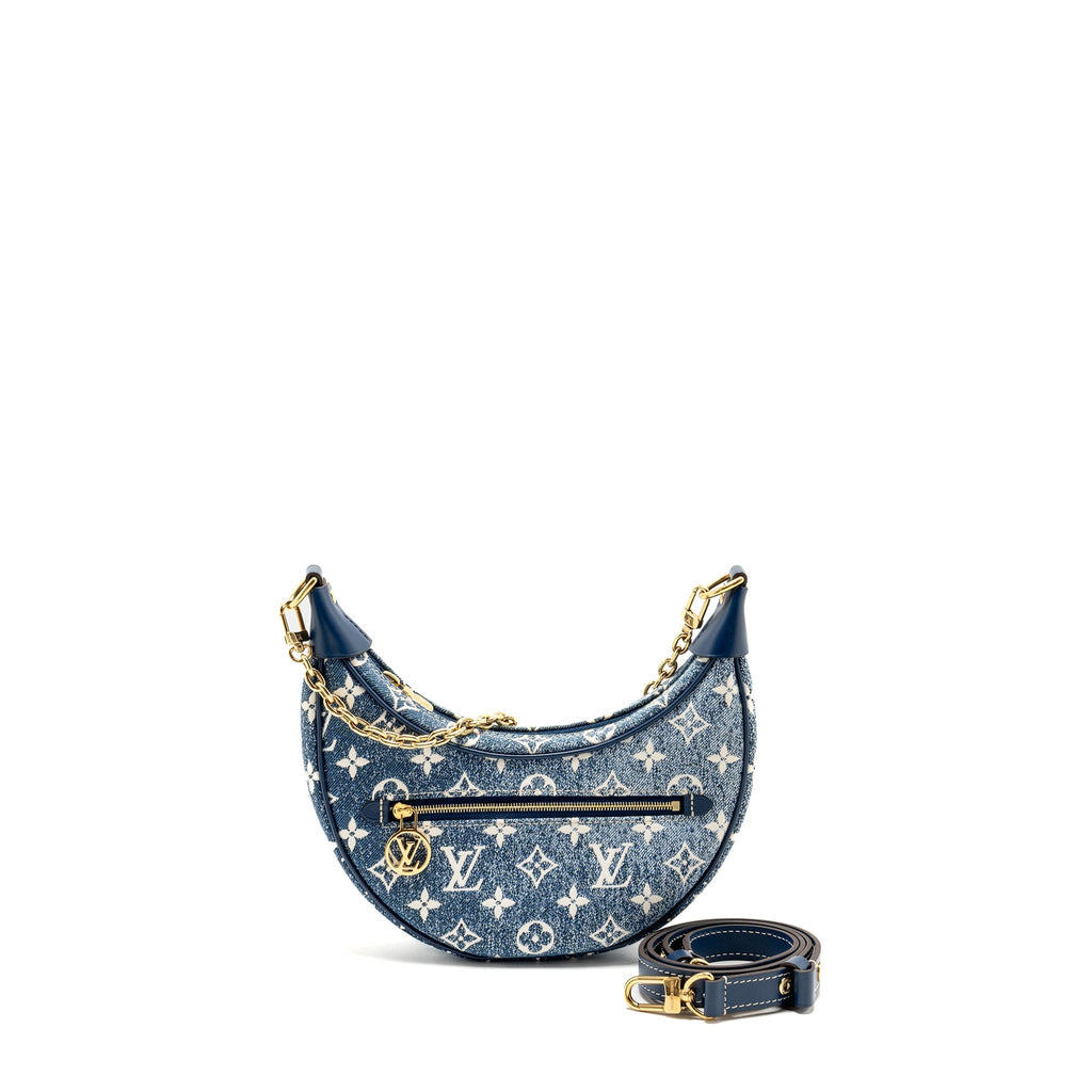 LOUIS VUITTON HALF-MOON LOOP BAGUETTE BAG DENIM BLUE GHW