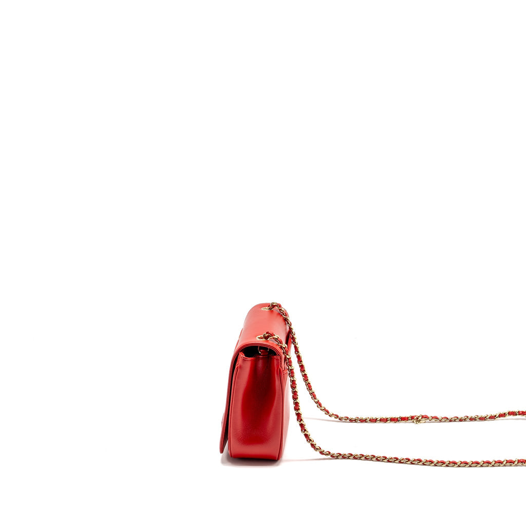 CHANEL MANIA FLAP BAG LAMBSKIN RED LGHW