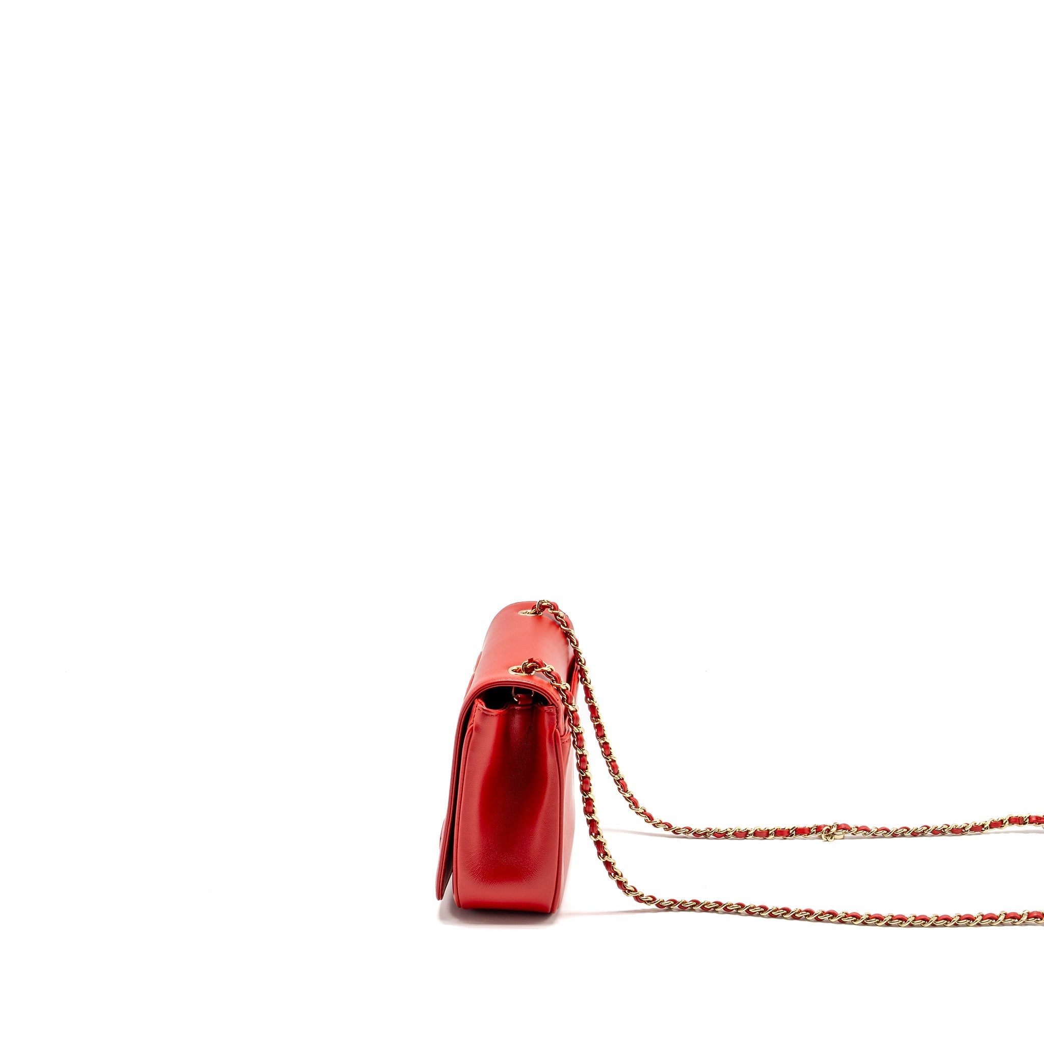 CHANEL MANIA FLAP BAG LAMBSKIN RED LGHW