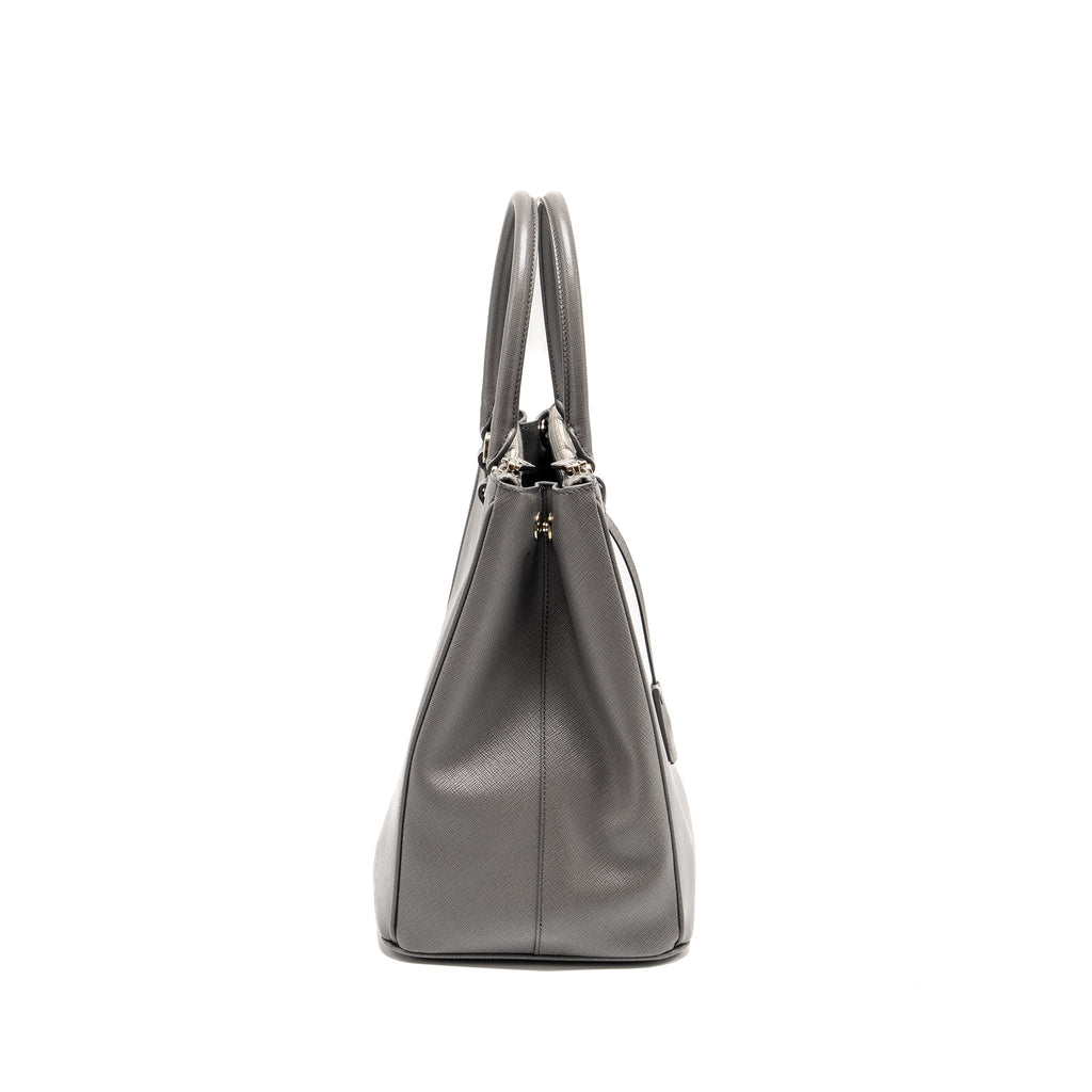 PRADA GALLERIA SAFFIANO TOTE BAG CALFSKIN GREY SHW
