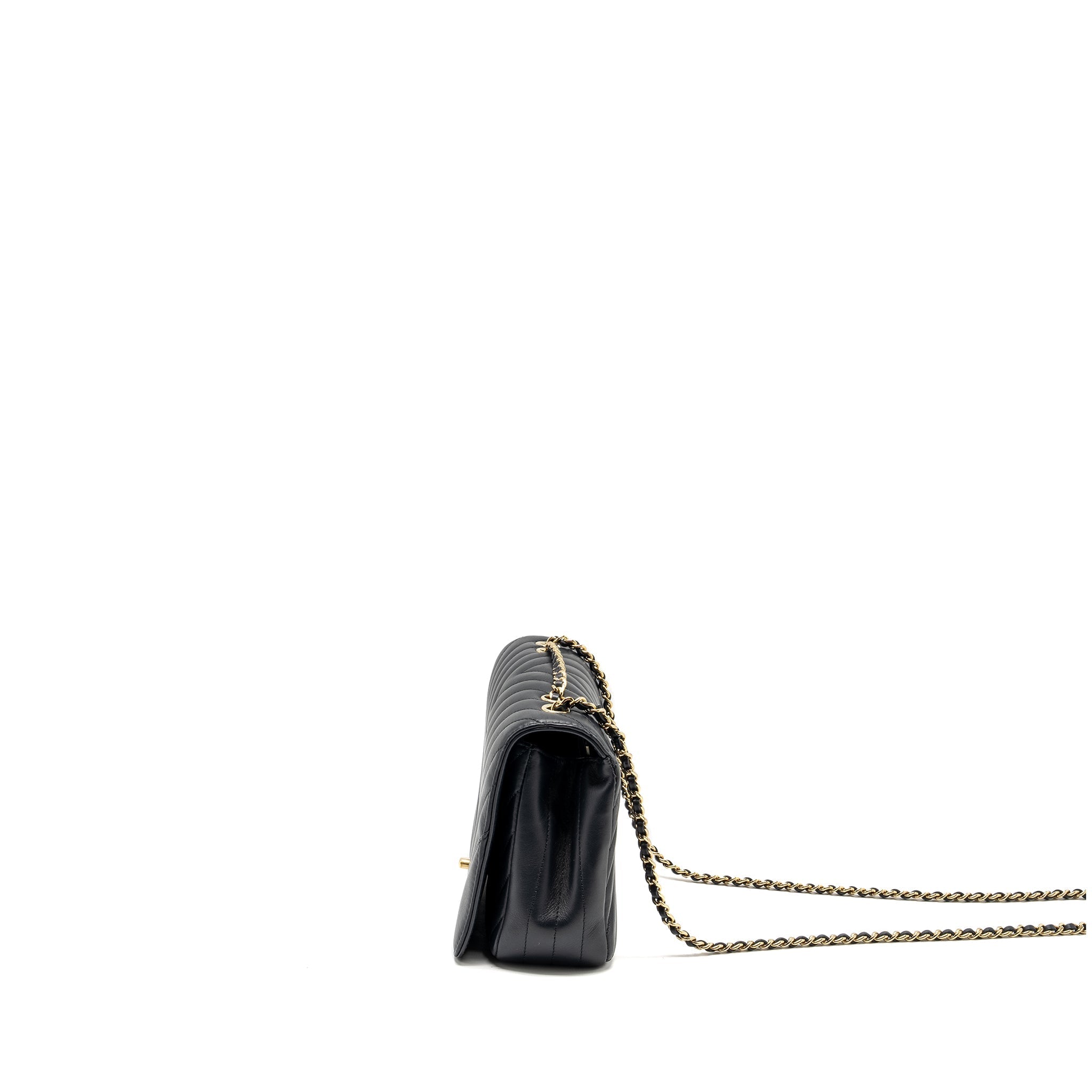 CHANEL SEASONAL CHEVRON FLAP BAG CALFSKIN DARK NAVY LGHW
