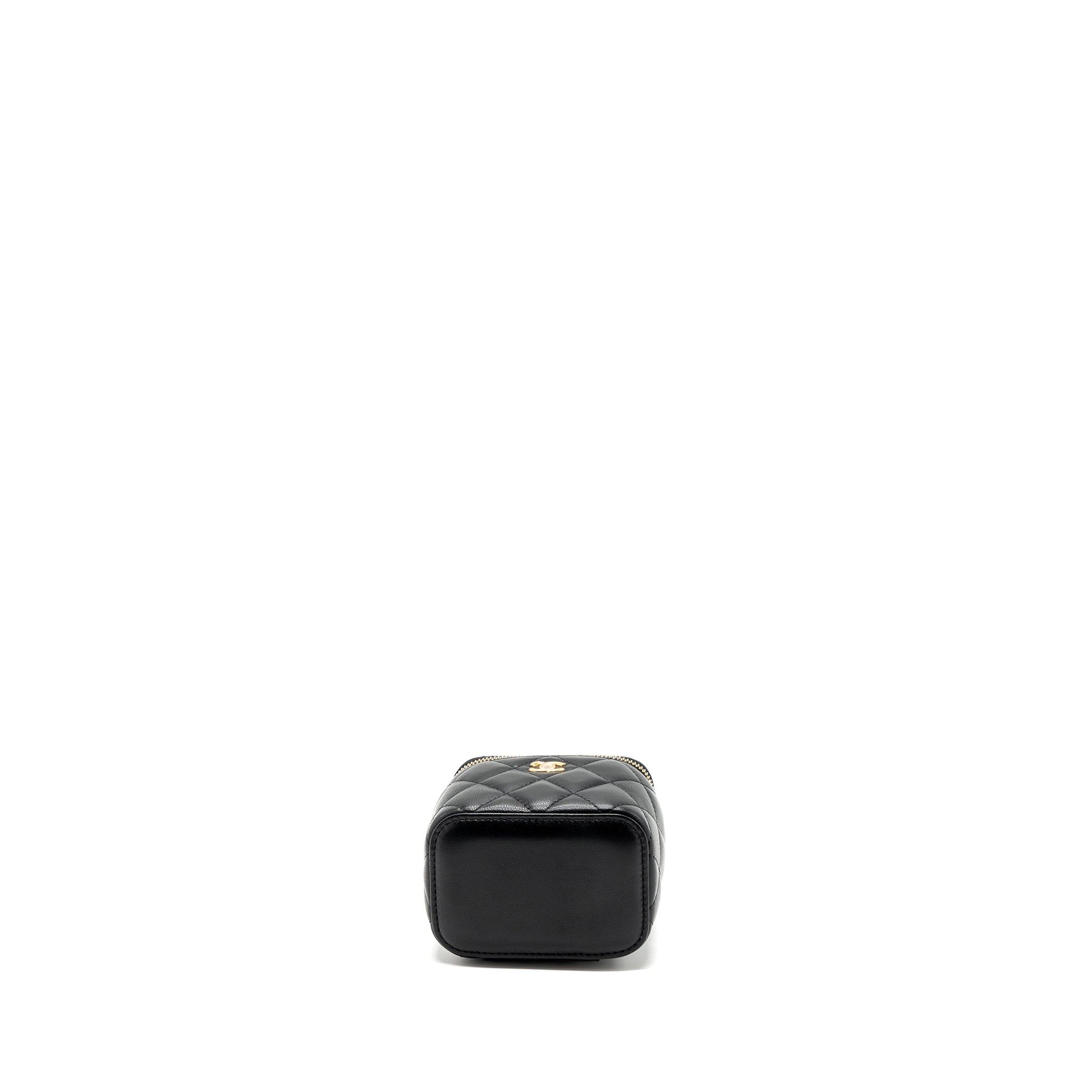 CHANEL PEARL CRUSH MINI VANITY WITH CHAIN LAMBSKIN BLACK GHW