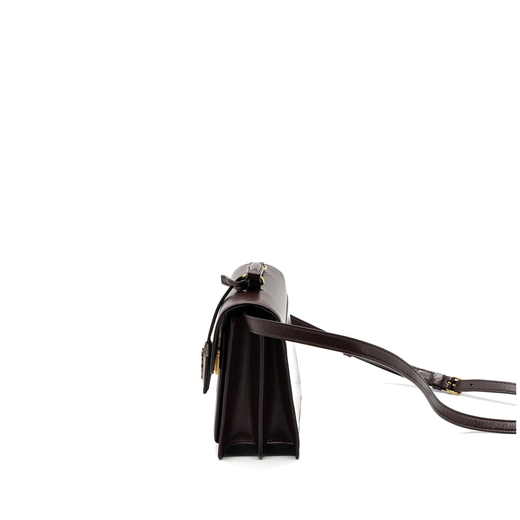 SAINT LAURENT/YSL BELLACHASSE CALFSKIN DARK RED BRUSHED GHW