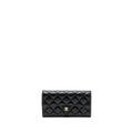 CHANEL CLASSIC LONG FLAP WALLET LAMBSKIN BLACK GHW (MICROCHIP)