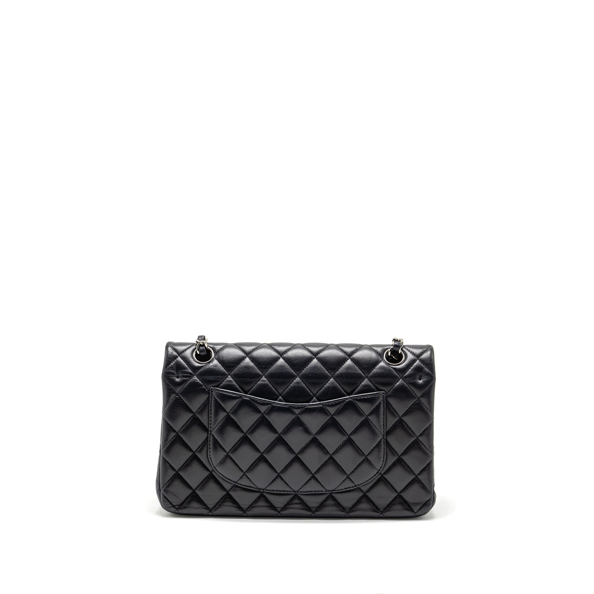 CHANEL MEDIUM CLASSIC DOUBLE FLAP BAG LAMBSKIN DARK BLUE SHW