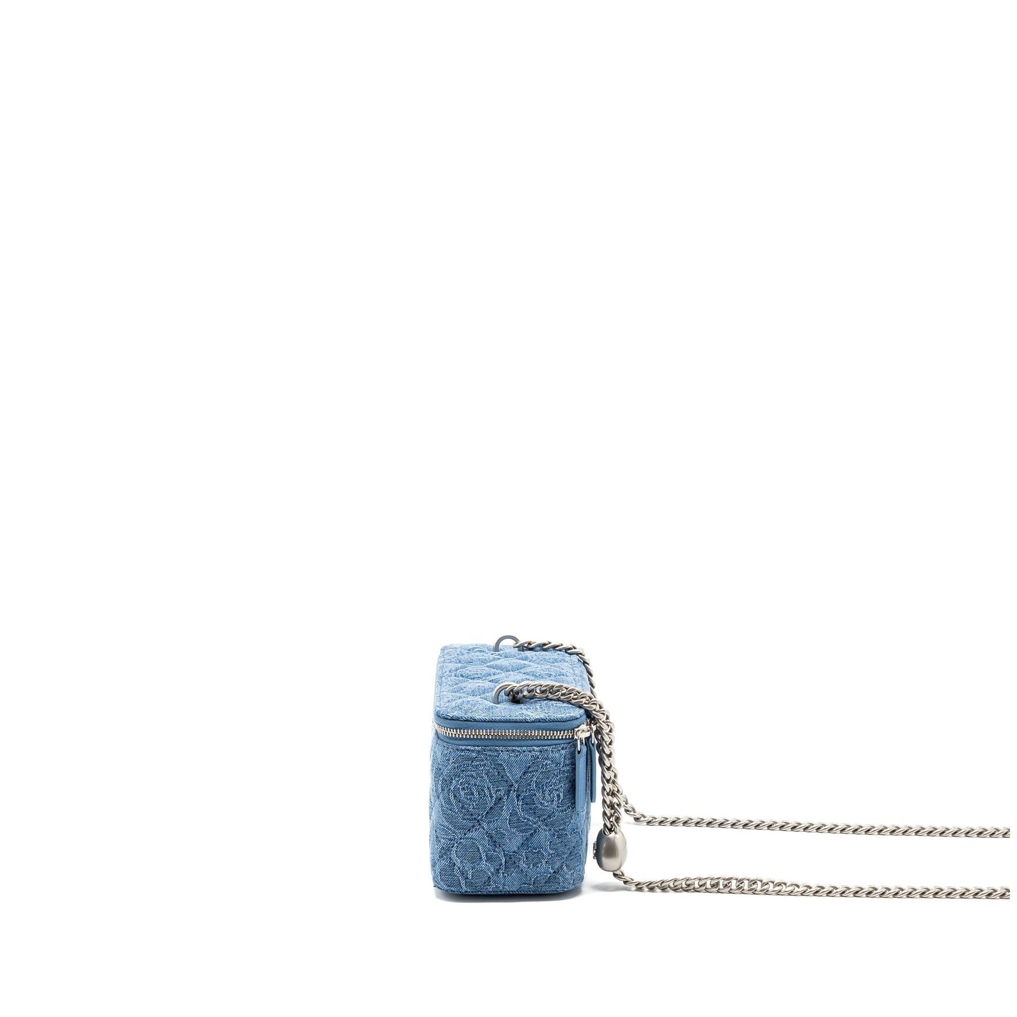 CHANEL COCO LOVE LONG VANITY CASE DENIM CAMELIA BLUE SHW (MICROCHIP)