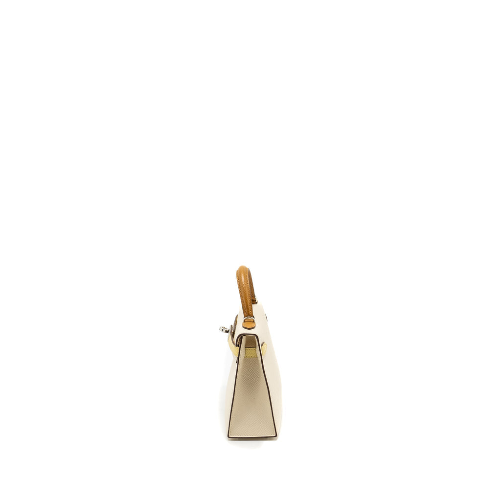 HERMES MINI KELLY II EPSOM NATA/JAUNE POUSSIN/SESAME SHW