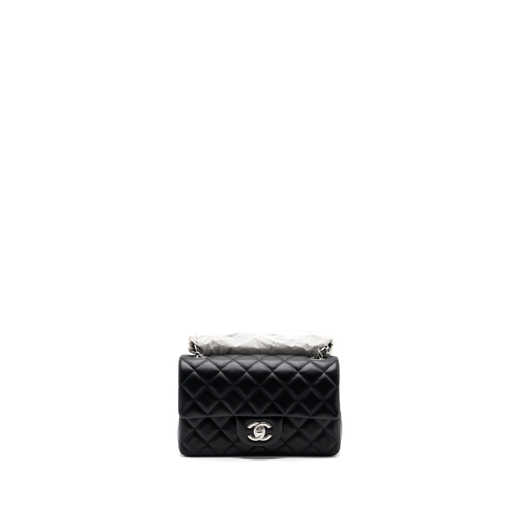 CHANEL MINI RECTANGULAR FLAP BAG LAMBSKIN BLACK SHW  (MICROCHIP)