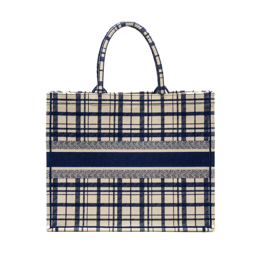 DIOR LARGE BOOK TOTE LINEN BLUE CANVAS