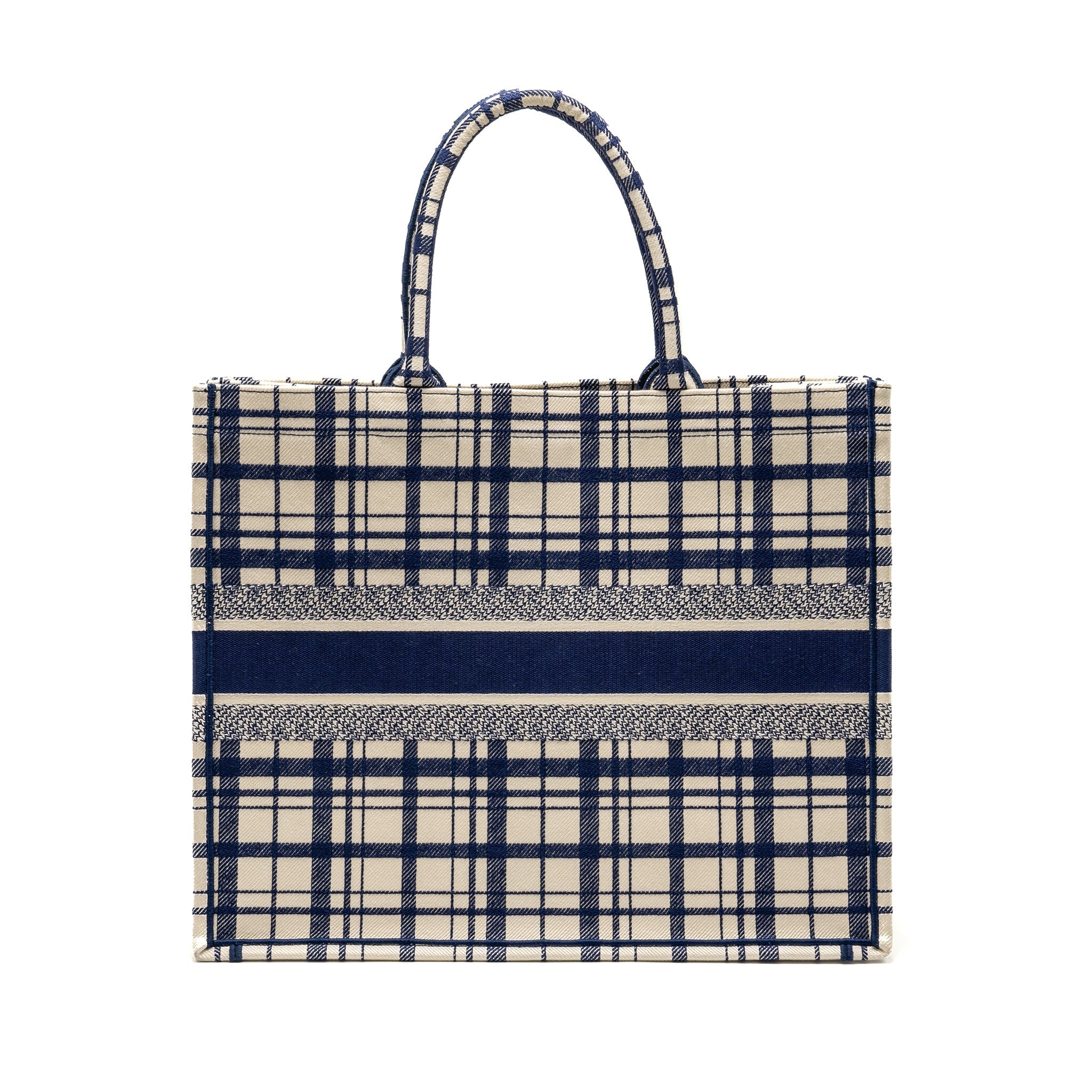 DIOR LARGE BOOK TOTE LINEN BLUE CANVAS