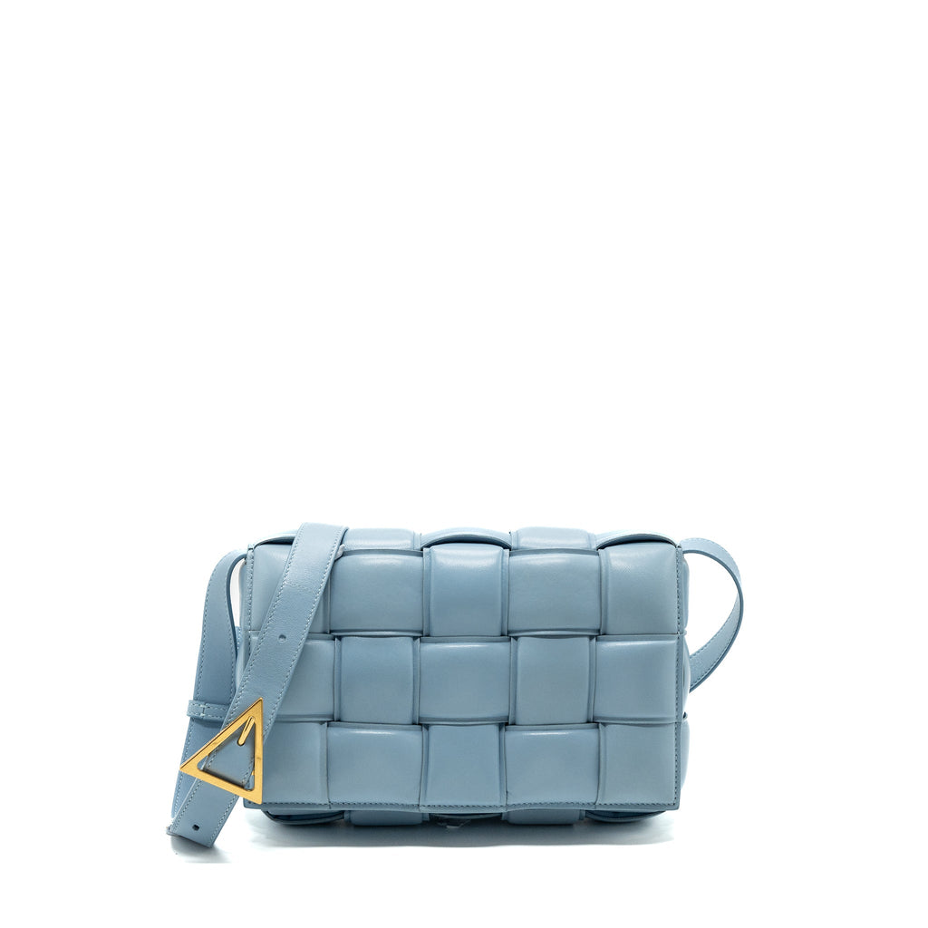 BOTTEGA VENETA PADDED CASSETTE BAG LAMBSKIN LIGHT BLUE GHW
