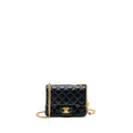 CHANEL CAMELLIA ADJUSTABLE CHAIN MINI SQUARE FLAP BAG LAMBSKIN BLACK GHW (MICROCHIP)