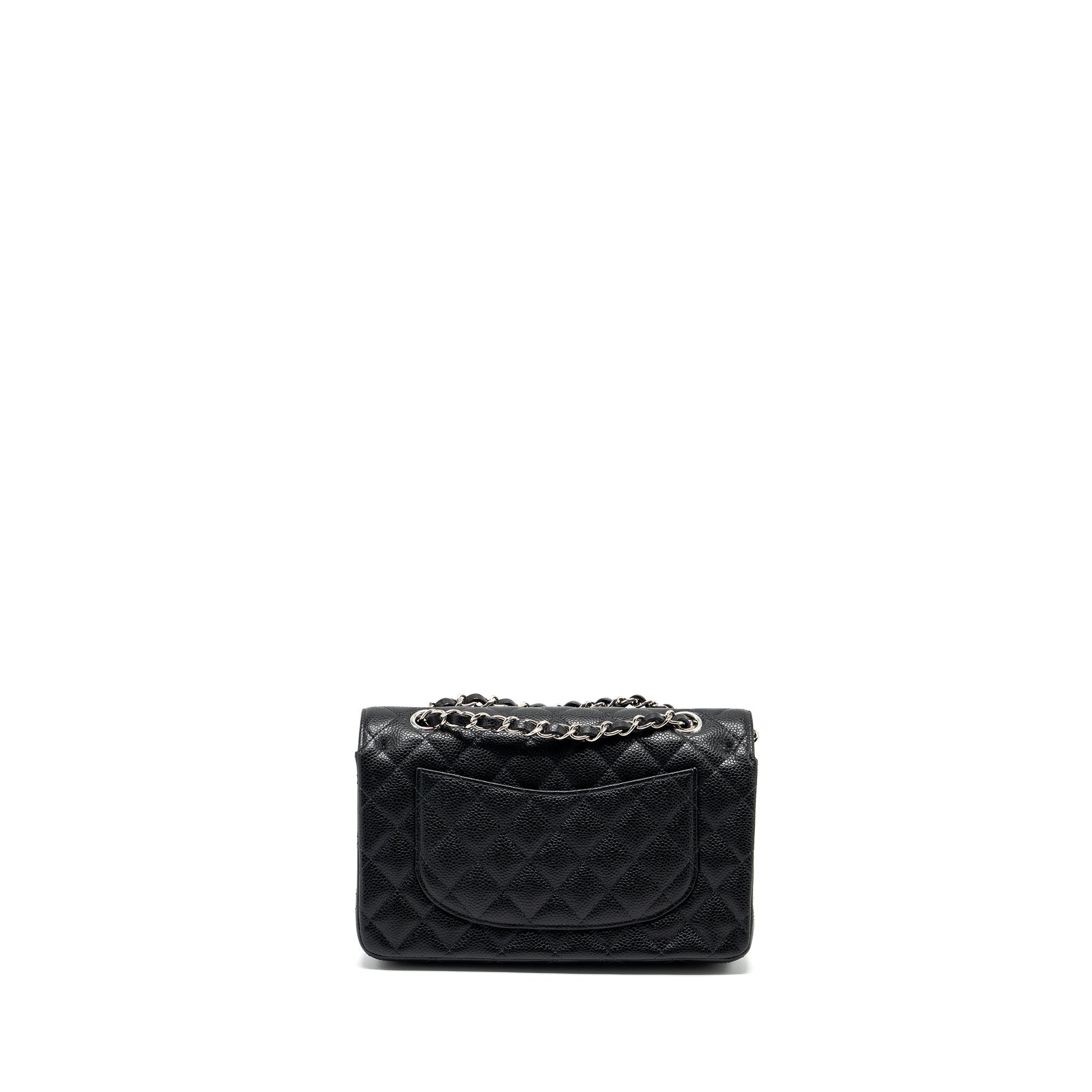 CHANEL SMALL CLASSIC DOUBLE FLAP BAG CAVIAR BLACK SHW (MICROCHIP)