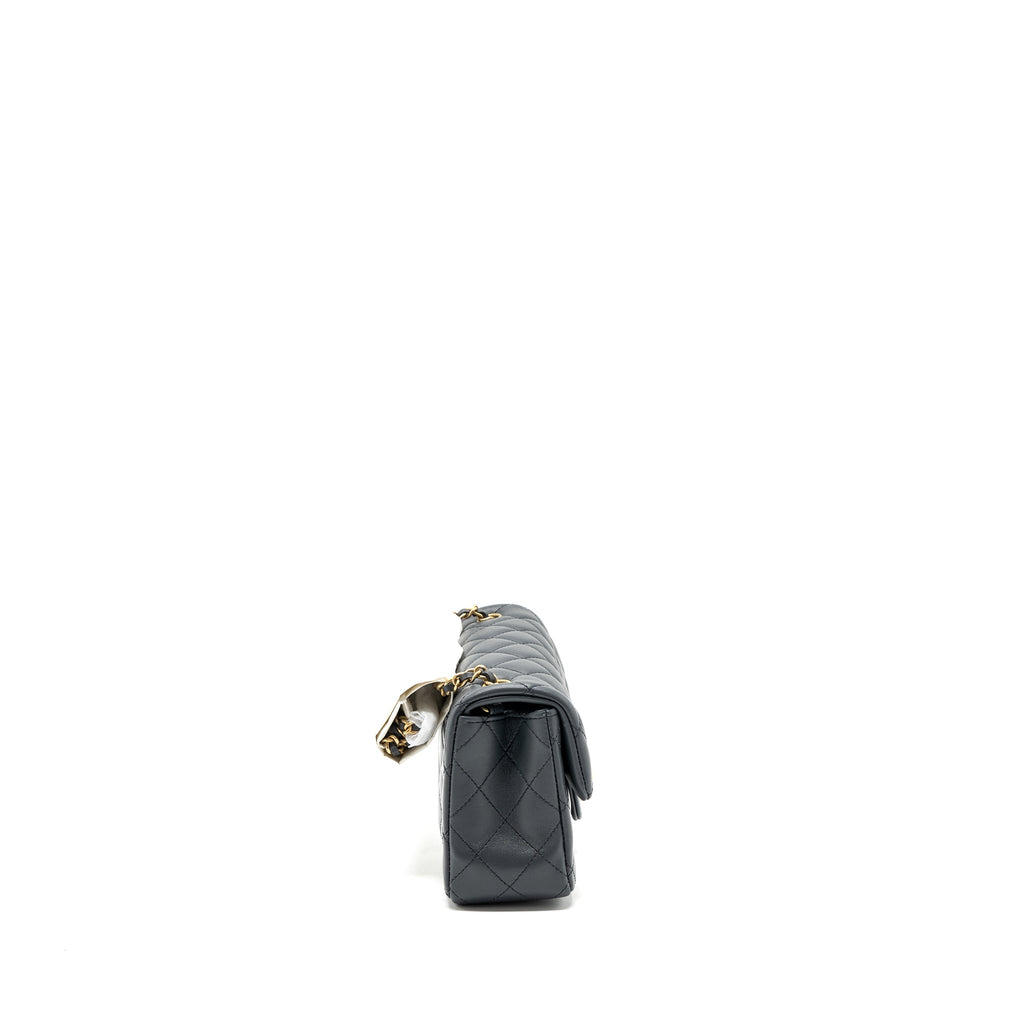 CHANEL 23K PEARL CRUSH MINI RECTANGULAR FLAP BAG LAMBSKIN DARK GREY GHW