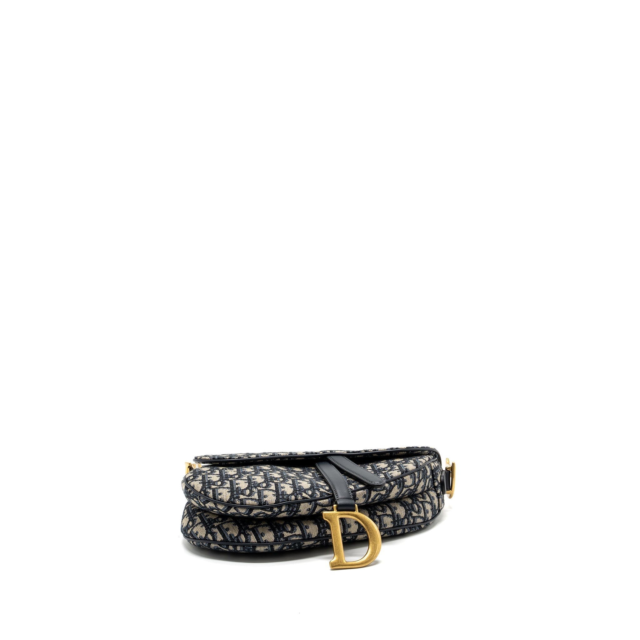 DIOR MEDIUM SADDLE BAG BLUE OBLIQUE JACQUARD CANVAS GHW