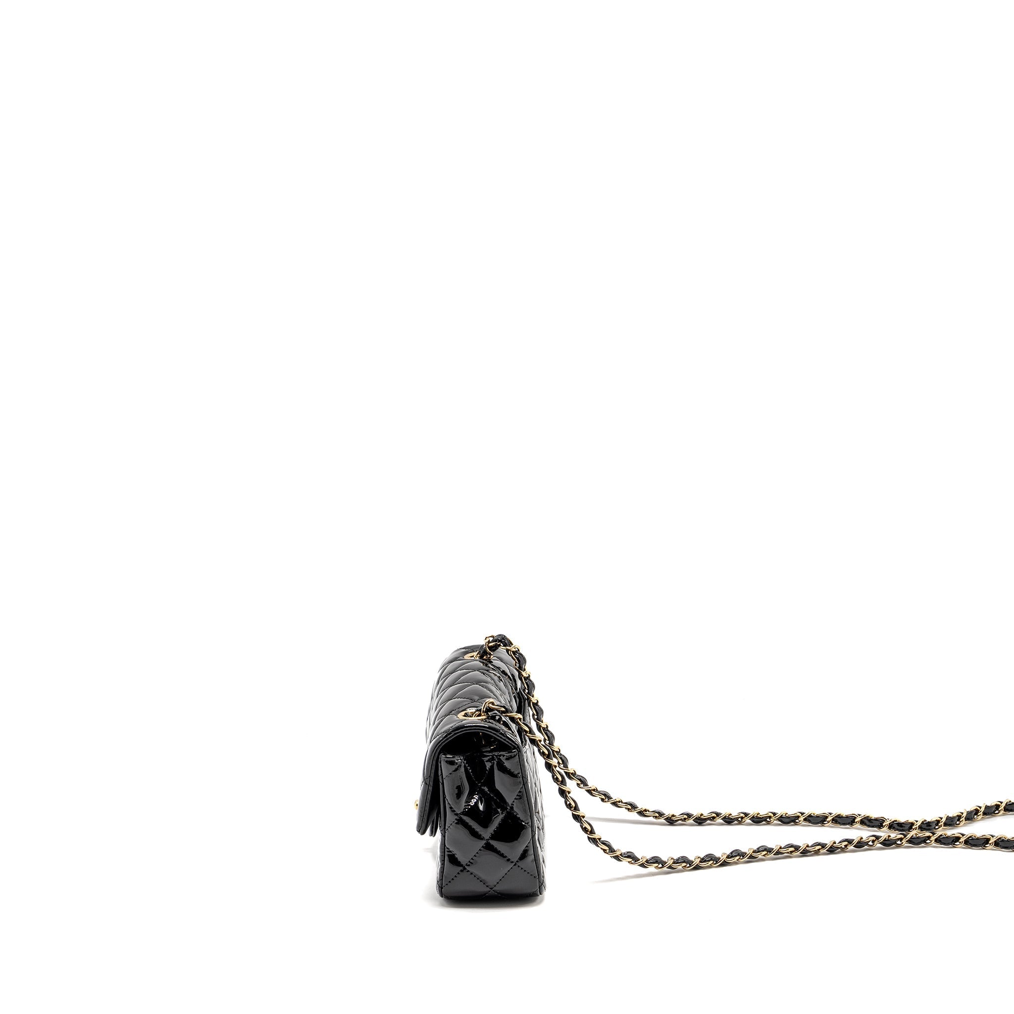CHANEL MINI RECTANGULAR FLAP BAG PATENT BLACK LGHW