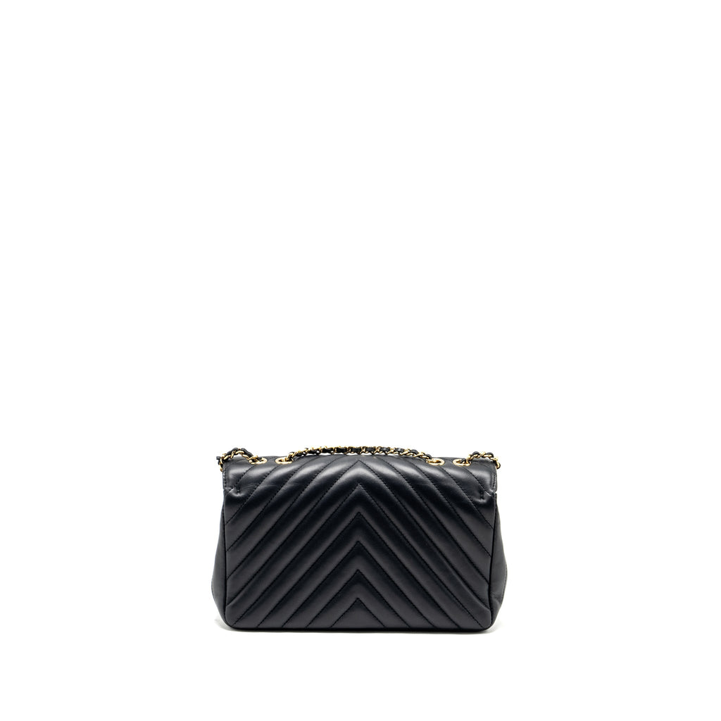 CHANEL SEASONAL CHEVRON FLAP BAG CALFSKIN DARK NAVY LGHW