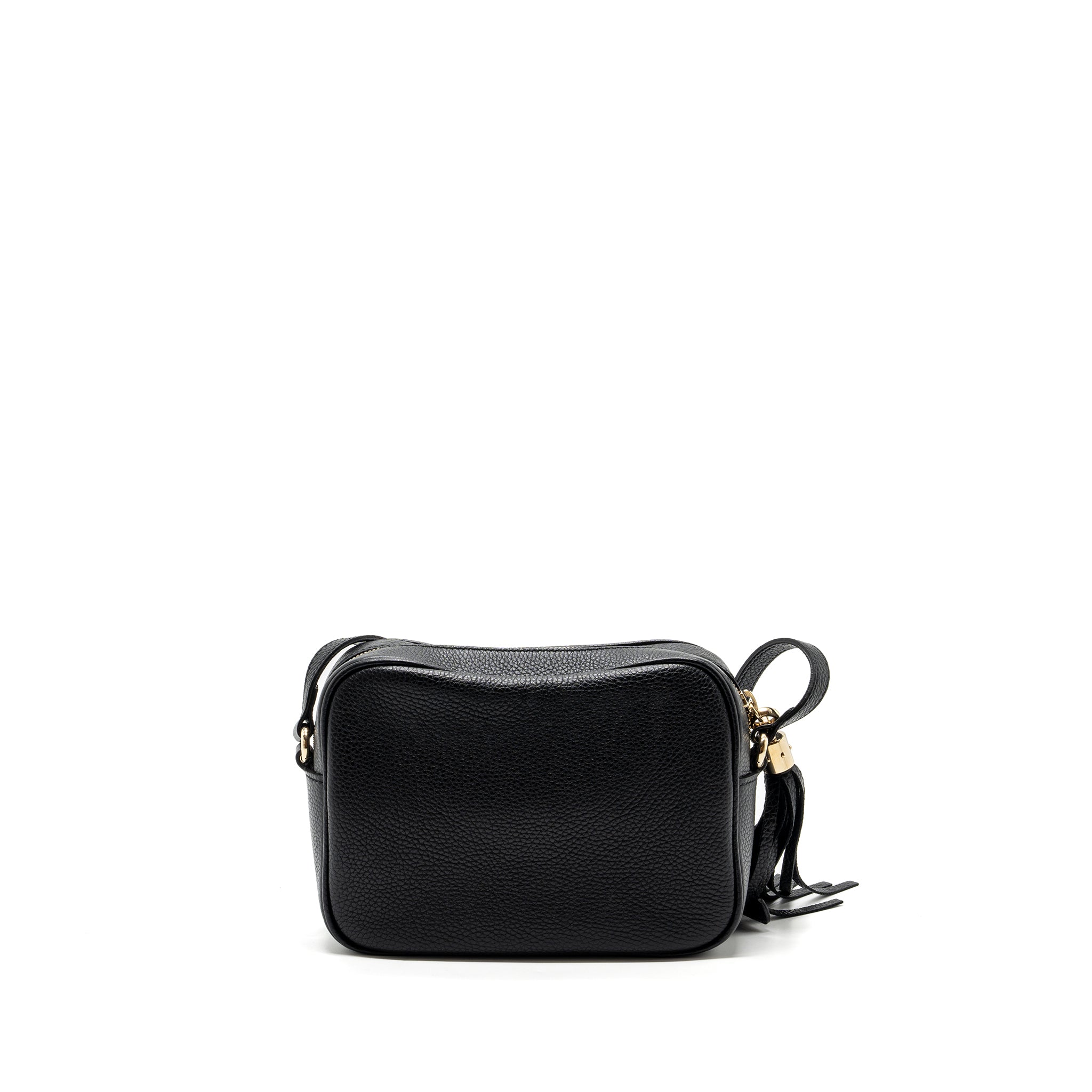 GUCCI SOHO DISCO CAMERA BAG GRAINED CALFSKIN BLACK GHW
