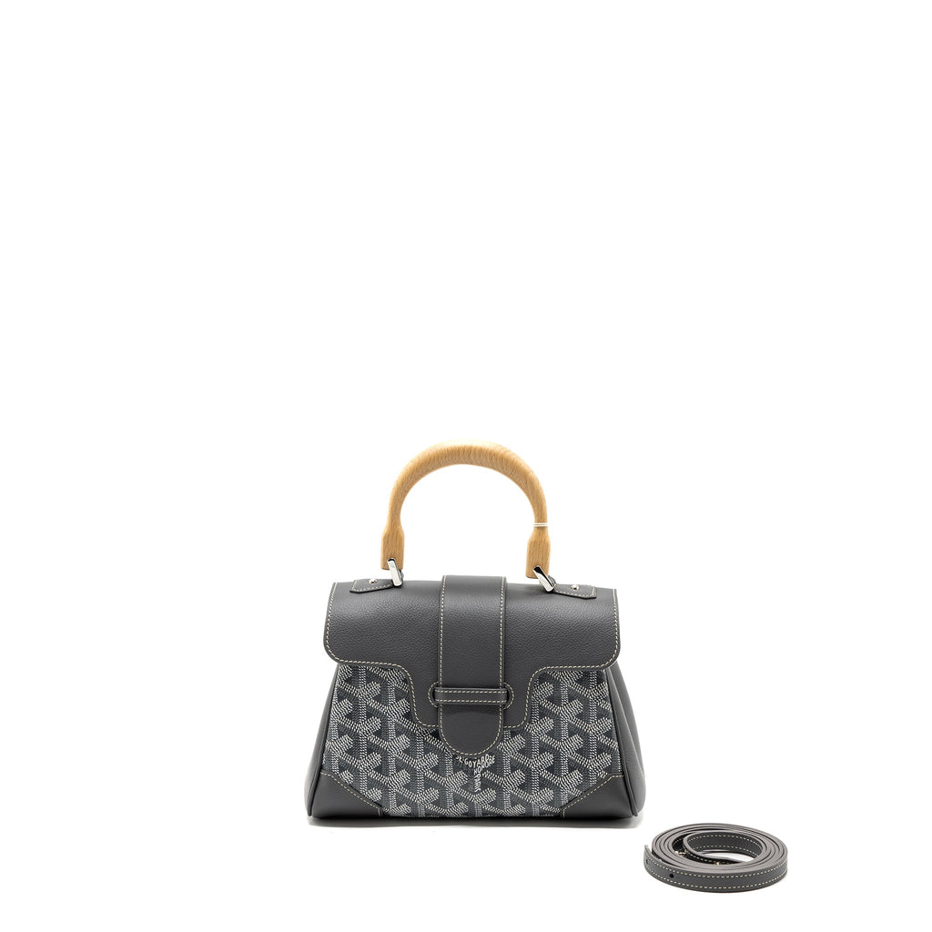 GOYARD MINI SAIGON BAG GOYARDINE CAVAS/CALFSKIN GREY SHW
