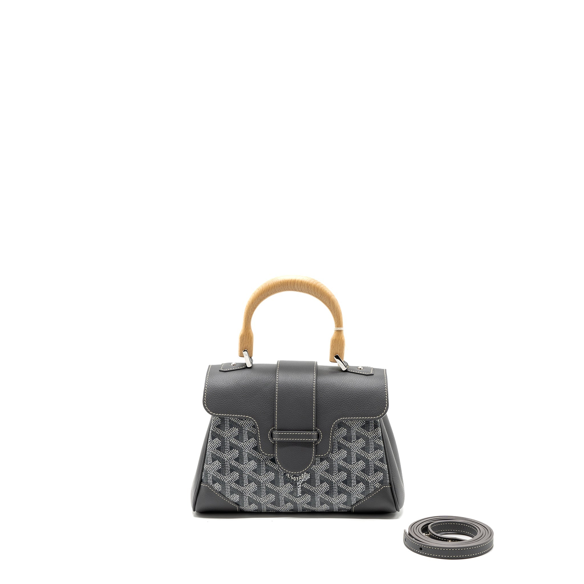 GOYARD MINI SAIGON BAG GOYARDINE CAVAS/CALFSKIN GREY SHW