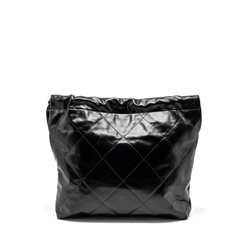 CHANEL MEDIUM 22 BAG SHINY CALFSKIN BLACK GHW (MICROCHIP)