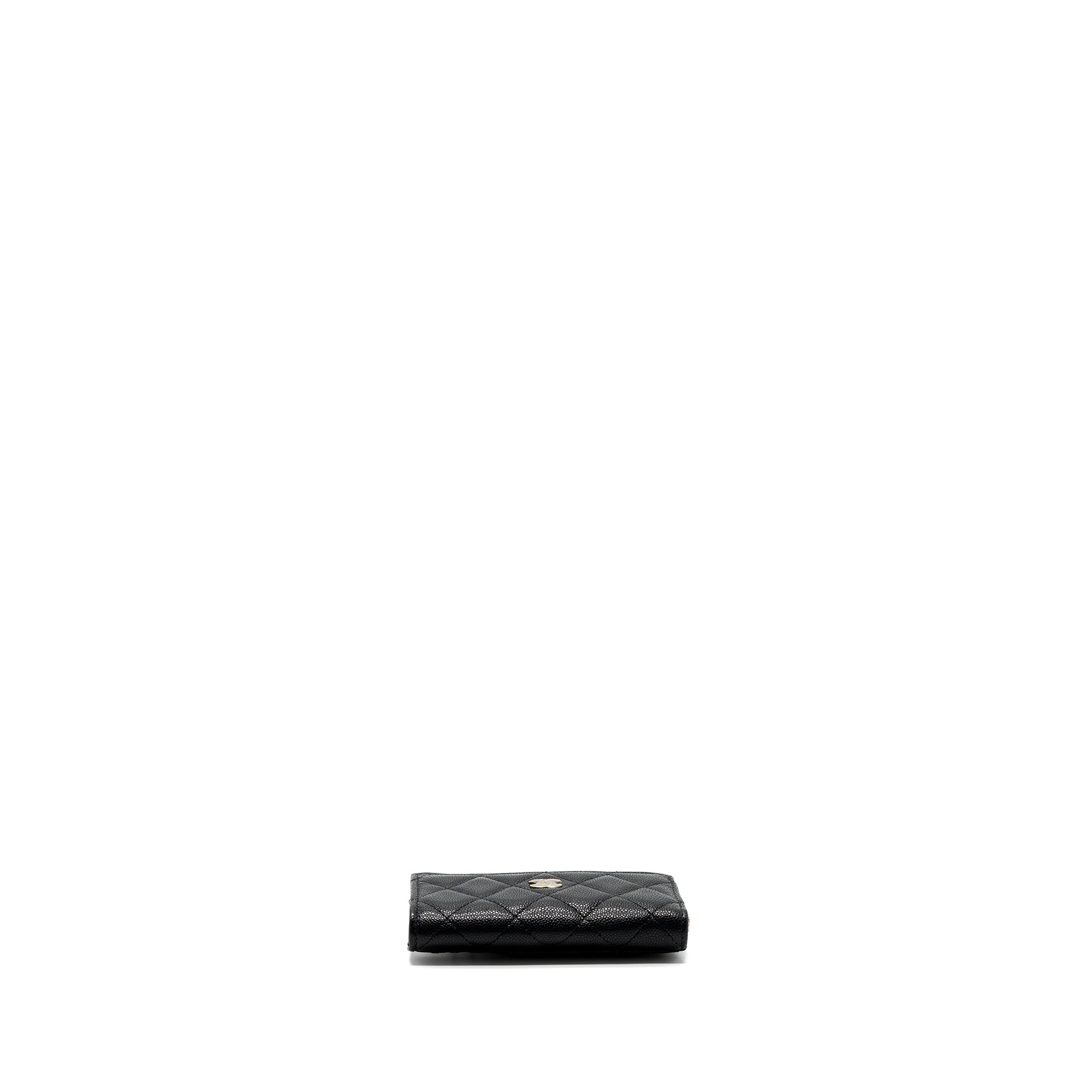 CHANEL L ZIPPER CARD HOLDER CAVIAR BLACK GHW (MICROCHIP )