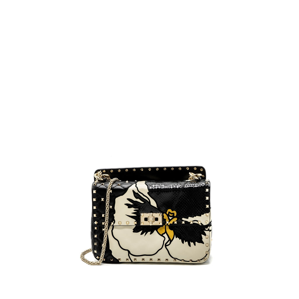 VALENTINO GARAVANI ROCKSTUD SPIKE SHOULDER BAG LEATHER/ PYTHON MULTICOLOUR LGHW