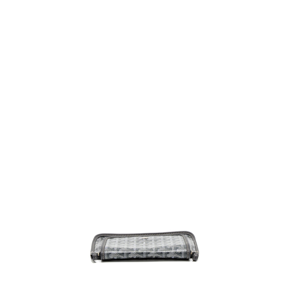 GOYARD PLUMET POCKET WALLET GOYARDINE CANVAS/CHEVROCHES CALFSKIN GREY SHW
