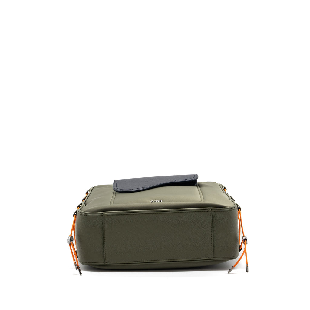DIOR SOUTH TOTE BAG NYLON/ LEATHER GREEN MULTICOLOUR HARDWARE