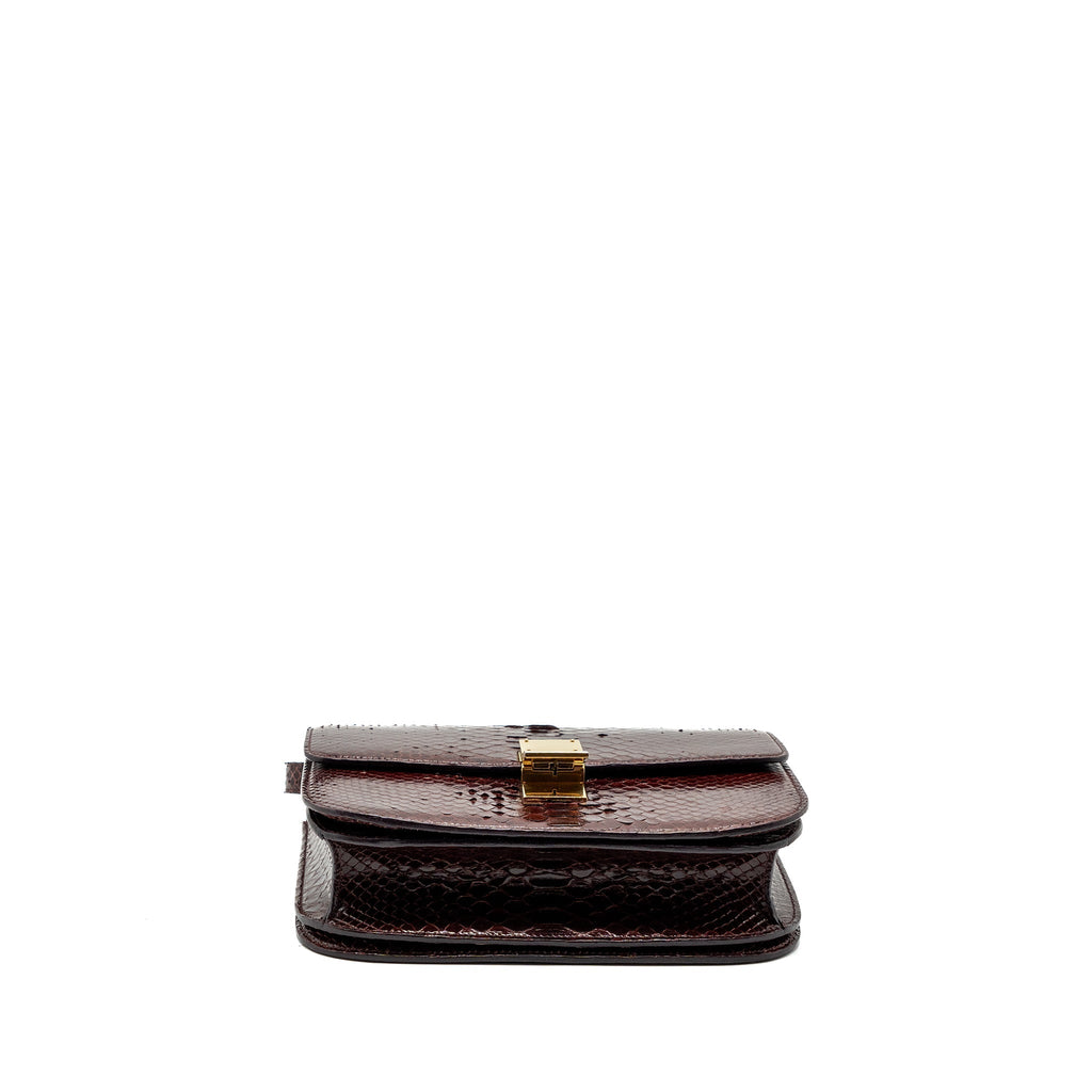 CELINE MEDIUM CLASSIC BOX BAG PYTHON BURGUNDY GHW