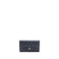 CHANEL CLASSIC FLAP LONG WALLET CAVIAR DARK BLUE SHW