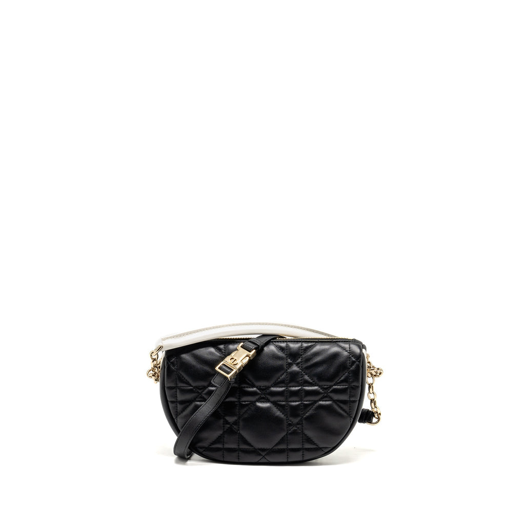 DIOR SMALL VIBE HOBO BAG CANNAGE LAMBSKIN BLACK/WHITE LGHW