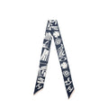 CHANEL CC LOGO/LETTER PRINTED TWILLY SILK NAVY/WHITE