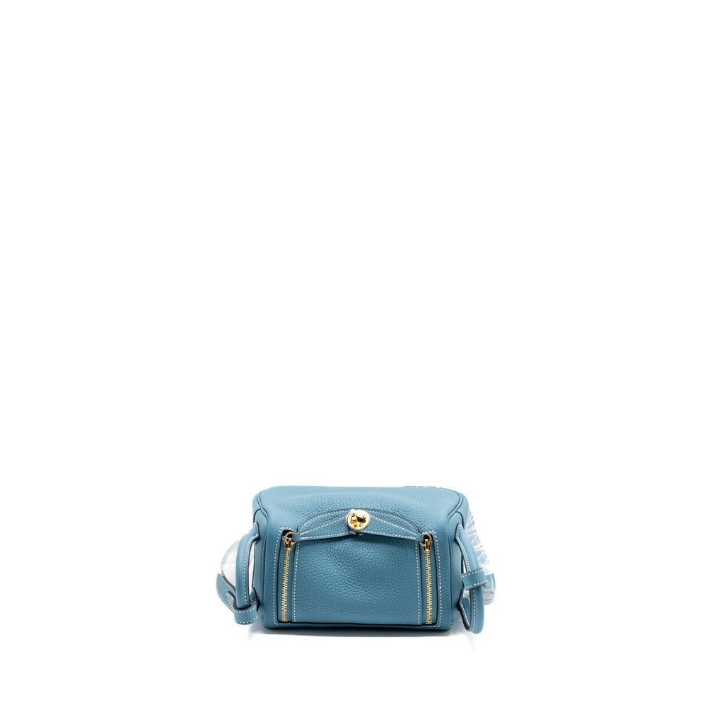 HERMES MINI LINDY CLEMENCE BLUE JEANS GHW