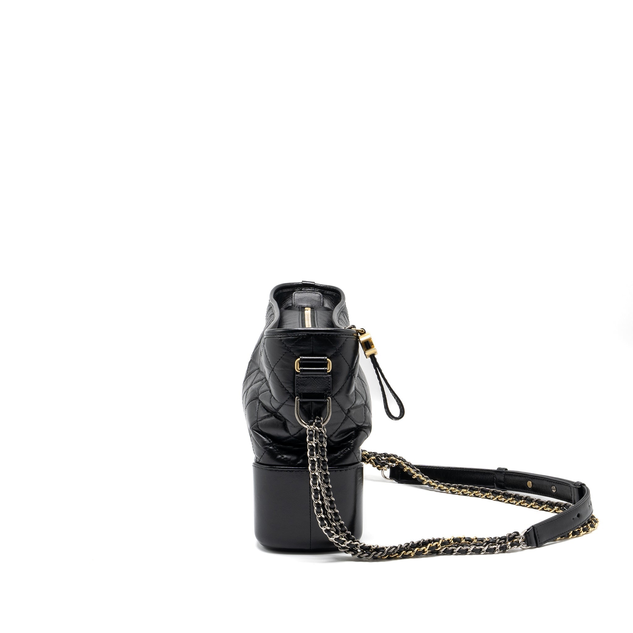 CHANEL LARGE GABRIELLE HOBO BAG AGED CALFSKIN BLACK MULTICOLOUR HARDWARE