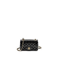 CHANEL MINI RECTANGULAR FLAP BAG PATENT BLACK LGHW