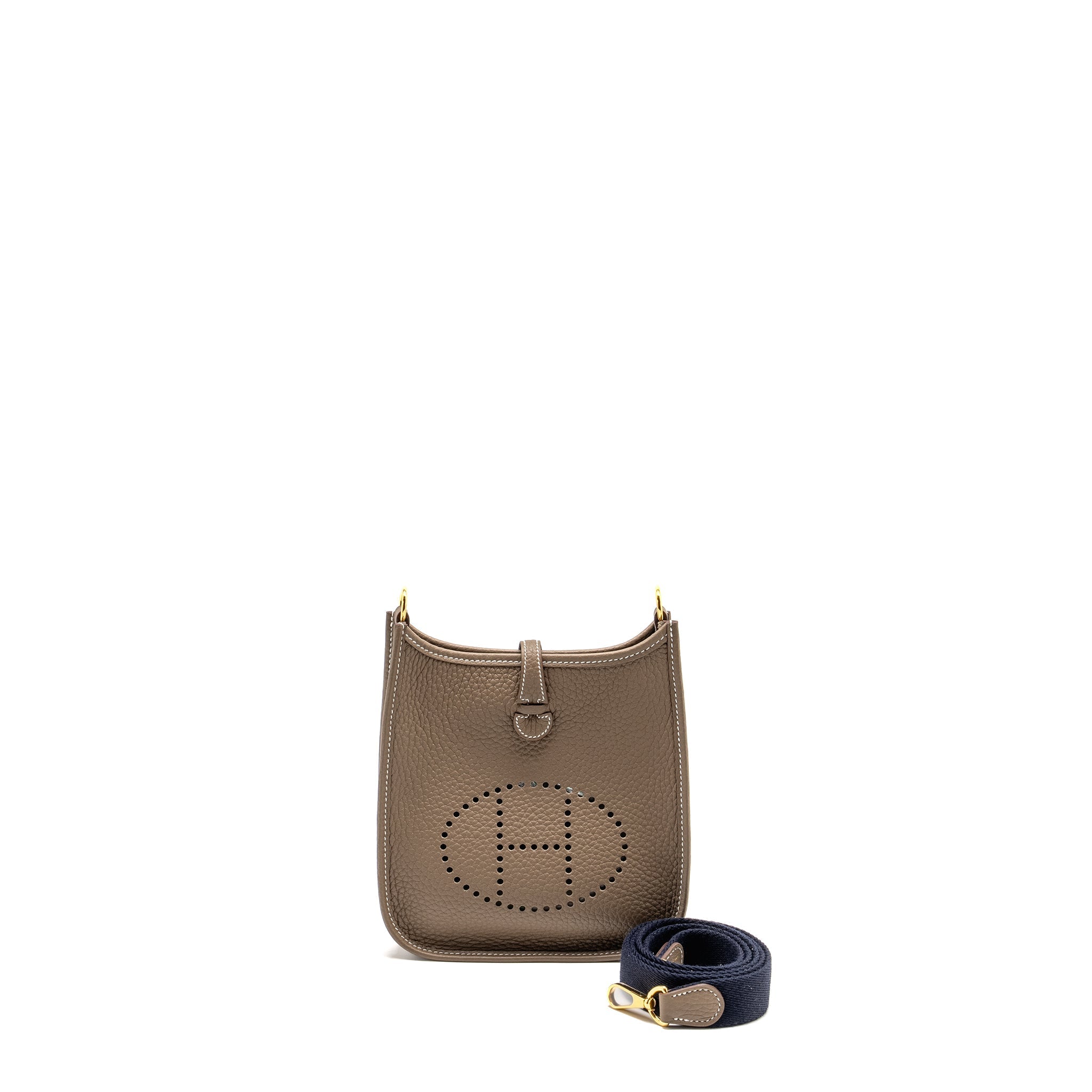 HERMES MINI EVELYNE CLEMENCE ETOUPE / BLUE NUIT GHW