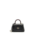 CHANEL SMALL COCO HANDLE WITH LIZARD EMBOSSED HANDLE CAVIAR BLACK LGHW